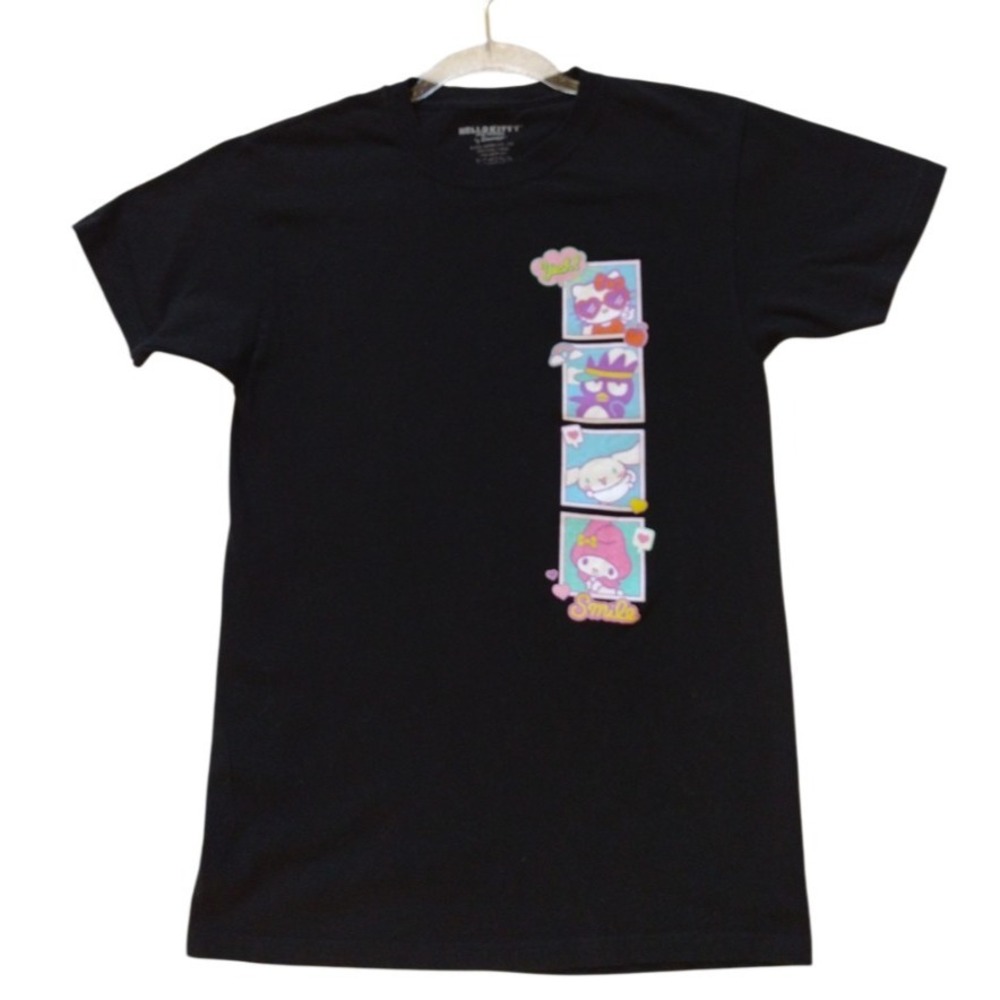 Hello Kitty T Shirt Womens Small Black Graphic Top Blouse Short Sleeve Cartoon